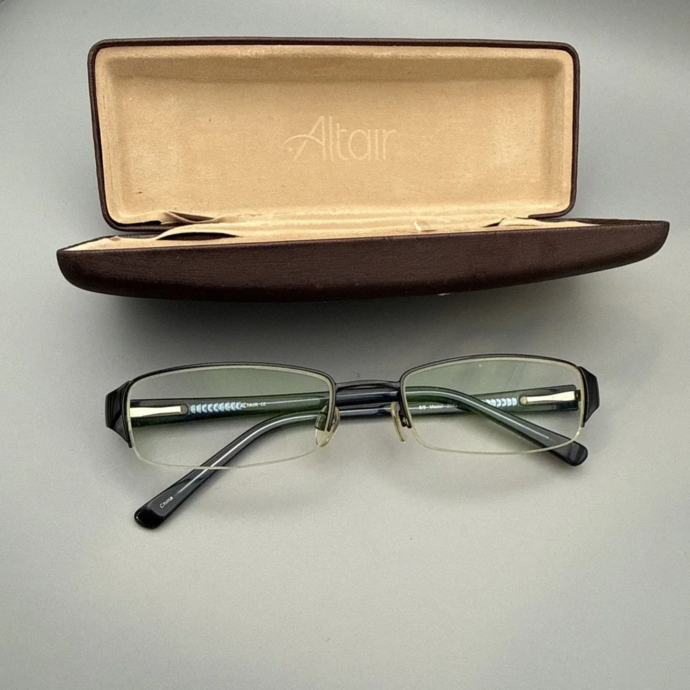 Altair Genesis Eyeglass Frames ALTAIR Midnight SemiRimless Model 2042 & Case HOT